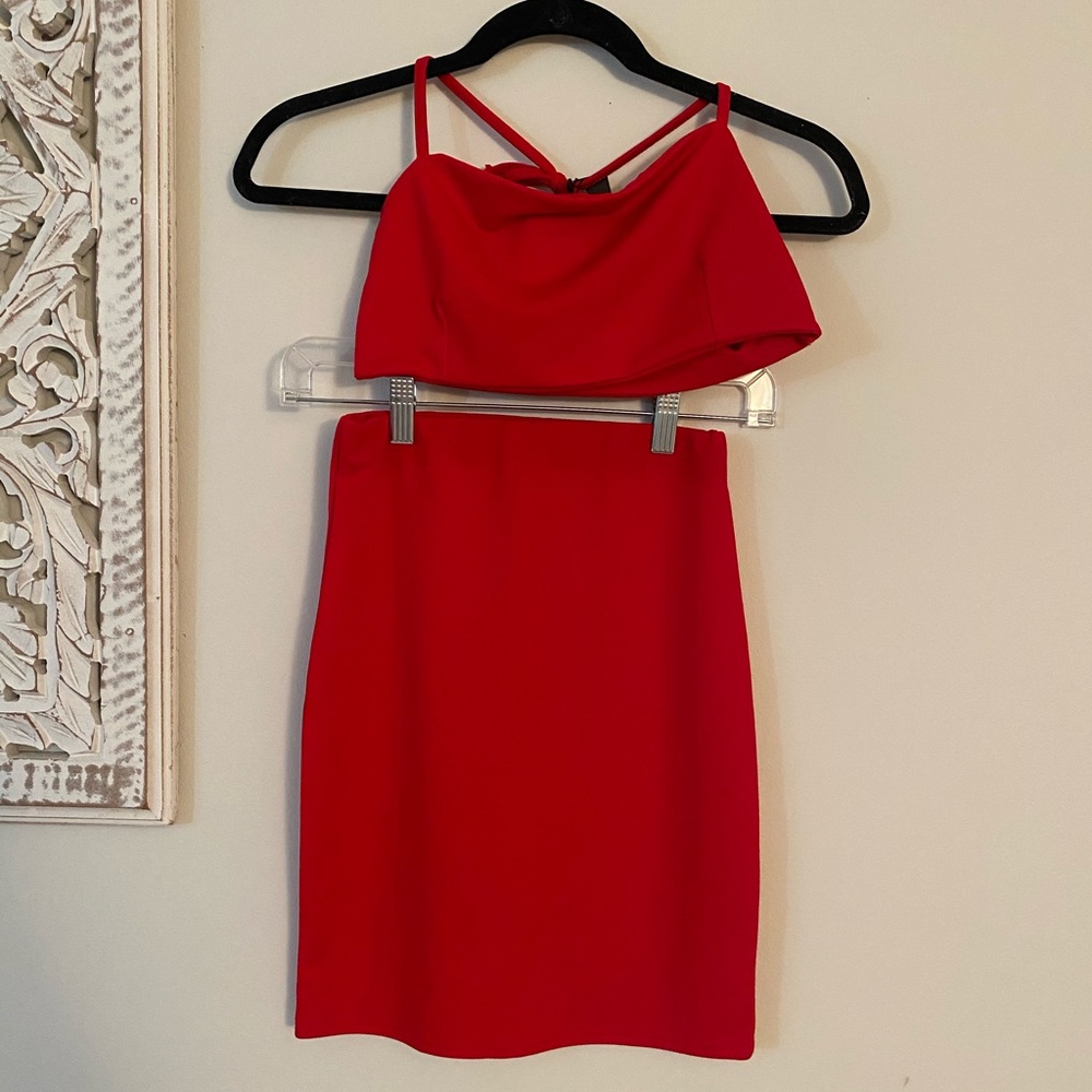 Nasty Gal red 2 piece dress